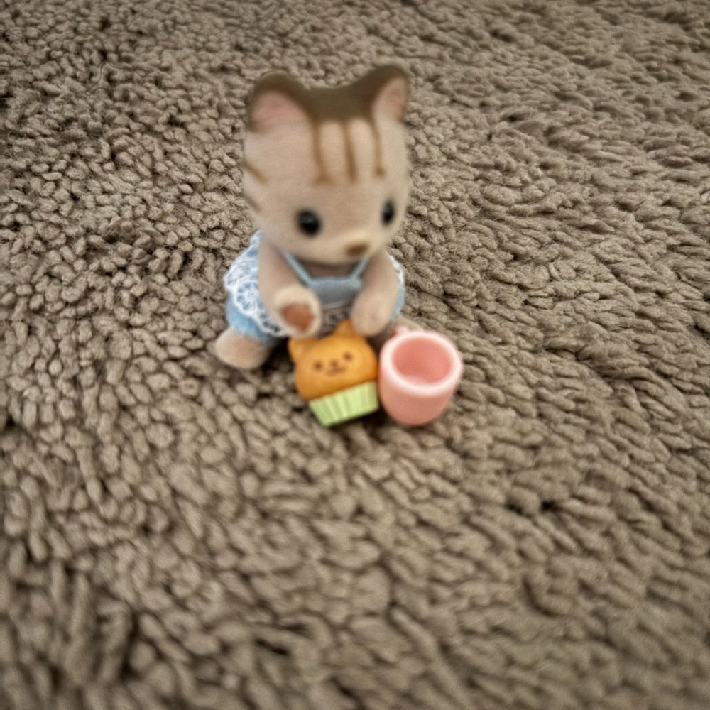 Small Calico Critter Pet Toy Set with Blue Outfit